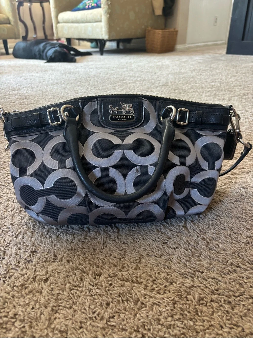 Coach Black & Gray Mini Signature Satchel
